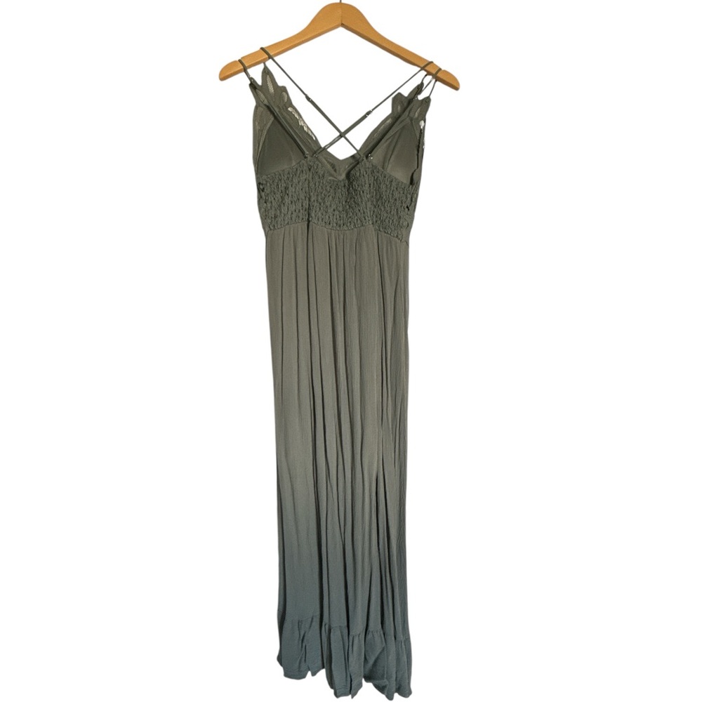 Rue 21 Boho Olive Green Smocked Strappy Maxi Dress